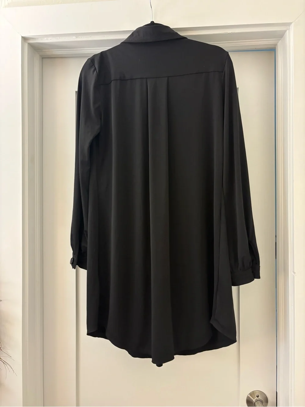 Max Studio Black Long Sleeve Tie Neck Dress
